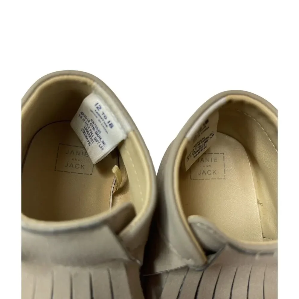 Janie and Jack Baby 12-18 Months Tan Slip-On Moccasins Crib Shoes Soft Soles NEW